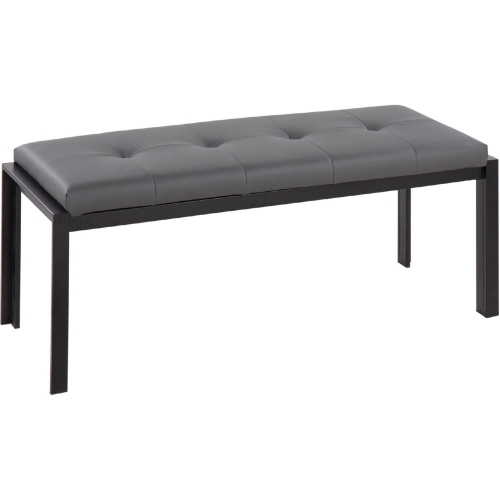 Fuji Bench in Grey Leatherette & Black Metal